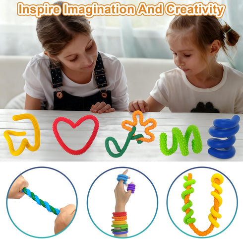 AFUDO (8 Silicone Sensory Sticks for Kids Adults, Textured Flexible Fidget Sticks Toys for Autism ADHD, Classroom