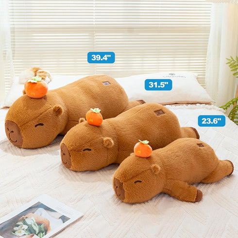 Persimmon 39.4" PEACH CAT Capybara Plush Long Capibara Stuffed Animal Cute Plushies Toys Gifts for Adults Brown