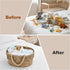 Lawei Little Diaper Caddy Organizer, Handwoven Natural Rush Grass Nursery Baby Basket with Removable Cotton Divider
