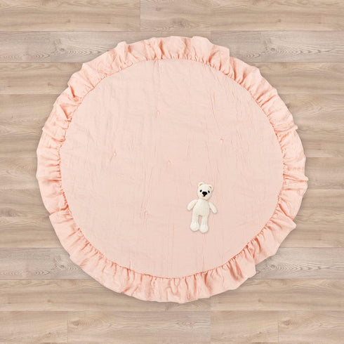 36" Tummy Lush Decor Baby Round Ruffle Play Mat Diameter Blush - Time Mat - Pink Playmat - Baby Play Mats for Floor