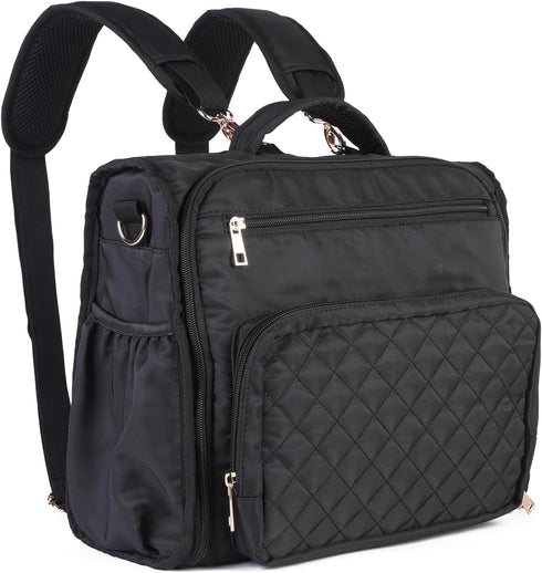 Clearworld Diaper Bag Backpack, Quilted Travel Diaper Bags for Baby Girl & Boy, Waterproof Stylish, Black