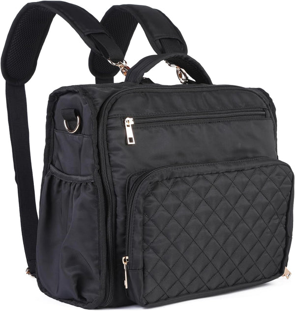 Clearworld Diaper Bag Backpack, Quilted Travel Diaper Bags for Baby Girl & Boy, Waterproof Stylish, Black