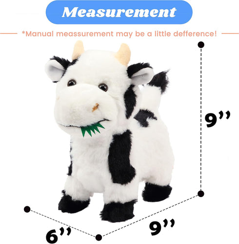 9'' Hopearl Walking Cow Interactive Electronic Pet Singing Toy Remote Control Leash Animated Musical Nodding Moo