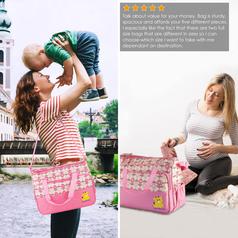 5 Set Mummy Pcs Multifunctional Baby Changing Diaper Nappy Bag, Maternity Handbag, Portable Nappy Basket Storage