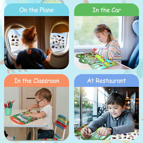 Insect Sticker Books for Toddlers, Reusable Jelly Bug Sticker Activity Book for Ages 2-5, Travel Quiet Toys