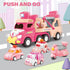 seveclotree 9 1 1-4 in Carrier Truck Cars Toys - Pink Princess Girl Car with Light and Sound - Toddler Toys Age