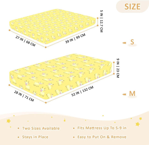 miaozhen 1 Pack 52x28 Cotton Crib Sheets for Baby Boys Girls Soft Comfy Anime Goat Pastel Yellow Children Crib Sheet