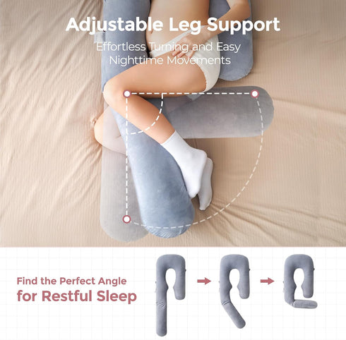 Momcozy Dreamlign 50-72 Inch Pregnancy Pillow for Sleeping, U Pro Maternity Pillow with Adjustable Leg Pillow