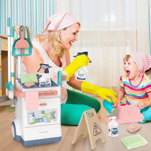 Set, 20 Set 3 4 5+Kids deAO Kids Cleaning PCS Pretend Play Housekeeping Supplies Kit ,Includes Real Working Vacuum
