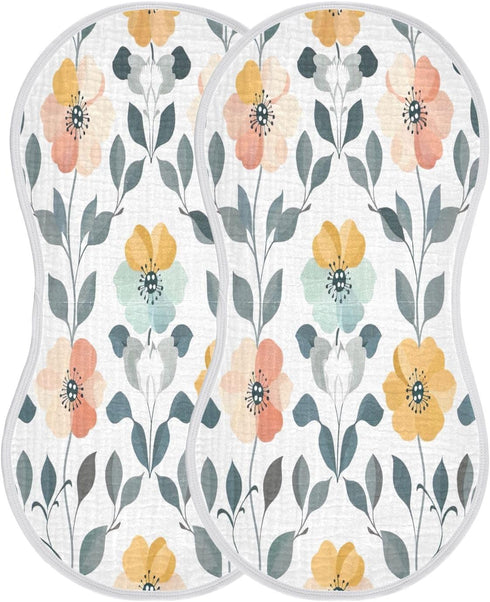 YETTASBIN Flower Muslin Baby Burp Cloth, Super Soft Absorbent Cotton Burp Rag Baby Bibs Feeding Cloth for Newborn Boys