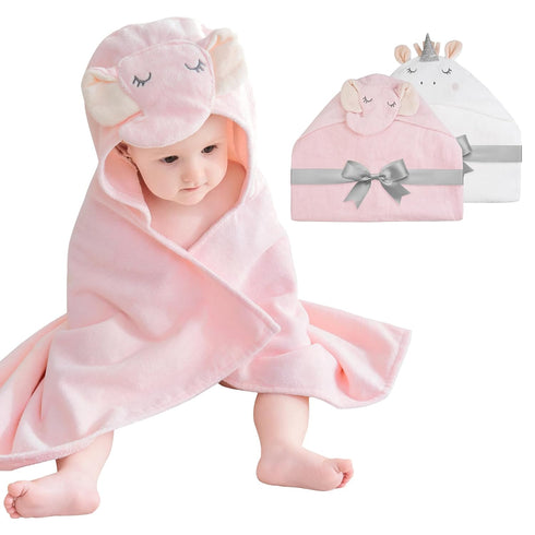 Softan 2 Pack Baby Hooded Towels, Premium Soft Cotton Baby Bath Towels