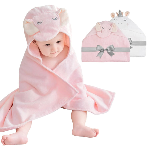 Softan 2 Pack Baby Hooded Towels, Premium Soft Cotton Baby Bath Towels