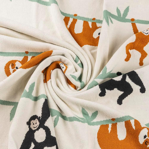 Moyra Collective Cozy Baby Blanket Knitted Cotton | Soft, & Breathable Newborn & Infant Blanket | Cute Animal Prints|