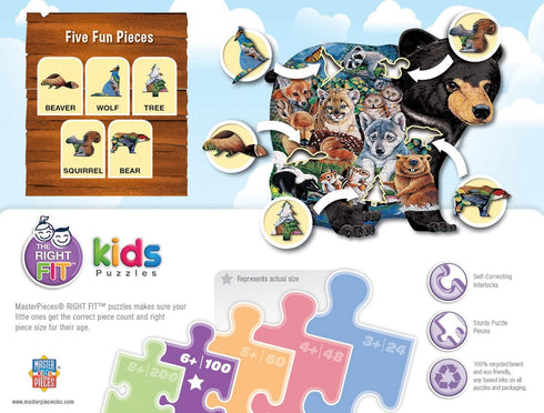 MasterPieces 100 Piece Shaped Jigsaw Puzzle for Kids - Forest Friends - 14"x19"