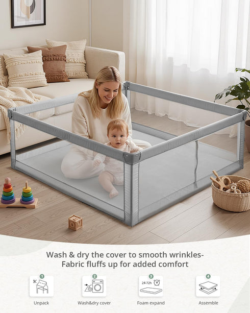50x50 Blissful Diary Ultra Soft Baby Play Mat, Floor Mat with Removable & Washable Slip-On Cover for Babies