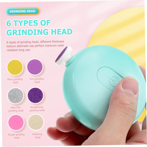 HOODANCOS 1Set Trimmer Electric Nail Manicure for Newborns Boy Girl Includes Various Grinding Heads for Smooth Nail