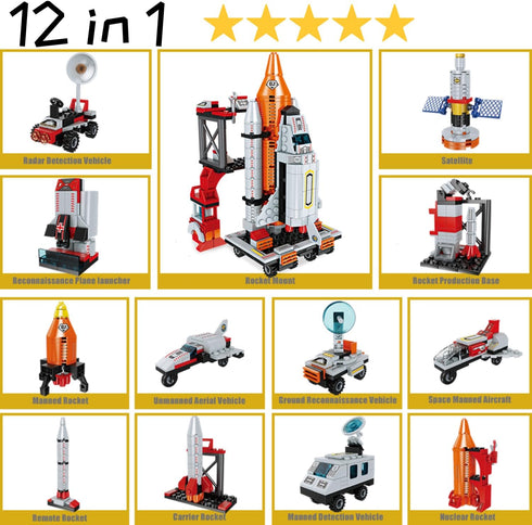 Space Rocket STEM Project Toy for Boys Age 7-13, Building Block for Kids Age 8-12, Science Kits for Christmas Birthday