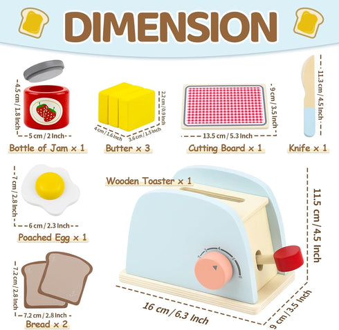 1-3 1 2 3, 2-4 Airlab Play Kitchen Accessories Toddlers Wooden Pop-up Toaster Toy Play Food Kids Age Bread, Butter