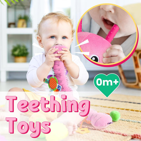 Tummy 3 6 12 LIGHTDESIRE Baby Toys Musical Caterpillar,Infant Toys Stuffed Animals with Ruler Design,Mirror,Pull