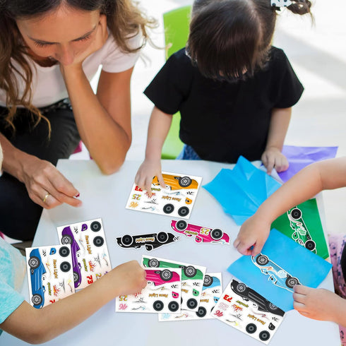 36 Geyee Sheets Car Stickers for Your Kids Make Your Own Stickers Car Themed Birthday Party Decor Racing Gifts Party