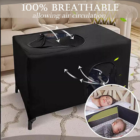 Eubeneortho Pack Crib Blackout Cover for and Play,Breathable Blackout Tent for Travel Crib,Portable Stretchy Baby