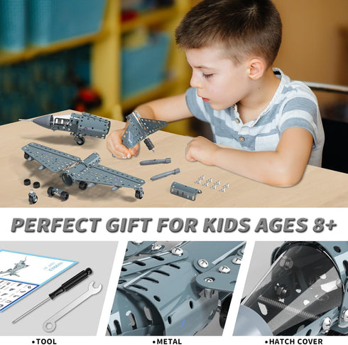 Set 8-12, 8 9 10 11 12 Lucky Doug STEM Building Projects Model Airplane Jet - Building Toys for Kids Ages Assembly