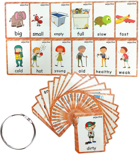 SANTSUN Set of Adjectives&Antonym Flash Cards for Toddlers(47 pc) | Kids Learning Flashcard