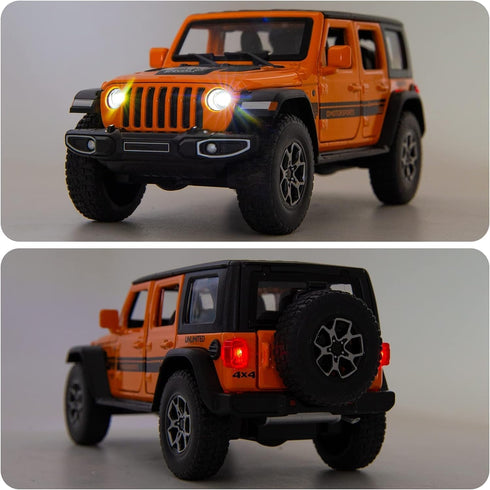 Compatible 1/32 Wrangler Alloy Diecast Pull Back Model Car with Light and Sound Toy Vehicle for Kids, Orange