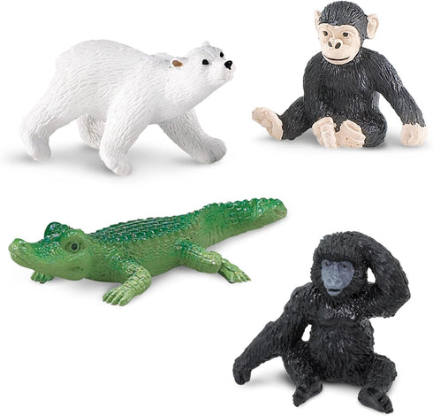 11 3+ Safari Ltd. Zoo Babies TOOB - Figurines: Zebra, Panda, Hippo, Chimpanzee, Rhino, Alligator, Gorilla, Elephant