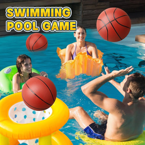 8” Water Pool Basketball Set with Pump, Replacement Ball for Basketball Hoop, PVC Waterproof Floating Toy for Summer