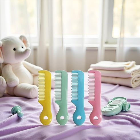 Tustao Pack 4 Of Round Tip Bristles Baby Cute Comb Baby Grooming For Sensitive Scalp Skin Newborn Essentials