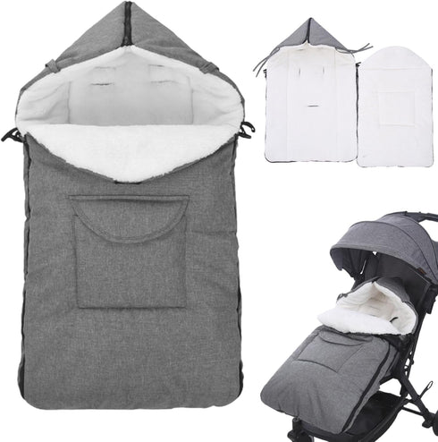 Ckuakiwu Pushchair Bunting Bag, 48x90cm Thicken Warm Stroller Footmuff with Plush Lined, Windproof