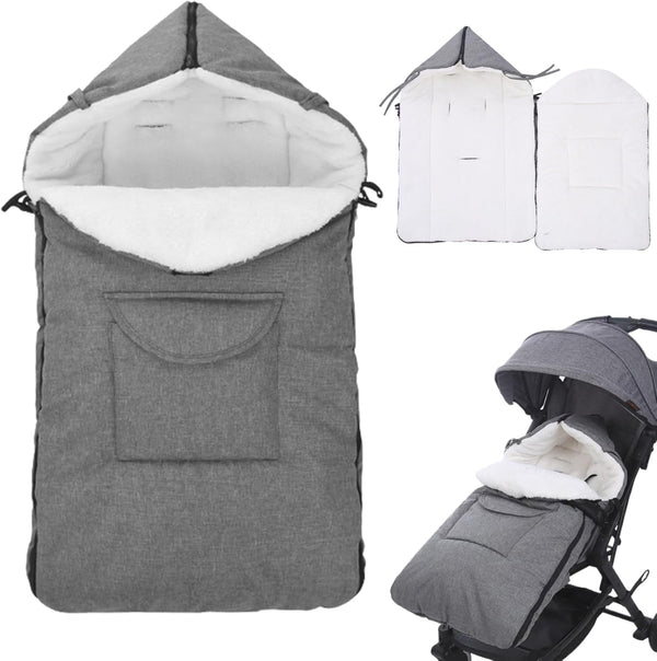 Ckuakiwu Pushchair Bunting Bag, 48x90cm Thicken Warm Stroller Footmuff with Plush Lined, Windproof