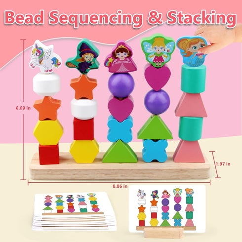 2 3 4 Vinlon Montessori Toys for Toddlers Years Old -Princess Unicorn Fairy Mermaid Shapes Sorting Stacking Vivid
