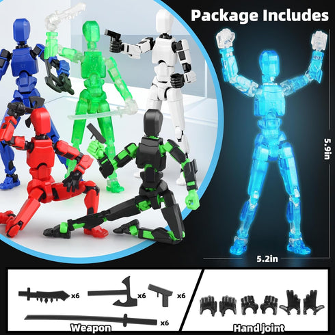 BOZOBO 13 Set, 6PCS 13 3D 3-8 Luminous Action Figure Robot Action Figure Titan Printed Toys Articulated, for Modeling