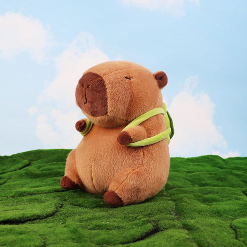 Capybara Stuffed Animals - Soft Kawaii Rodents Plush with Turtle Backpack, 23cm/9.05inch - Best Birthday Gift for Kids
