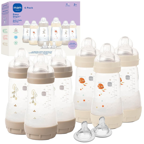 MAM 9oz Easy Start Anti-Colic Baby Bottles, Medium Flow with 2 Bonus