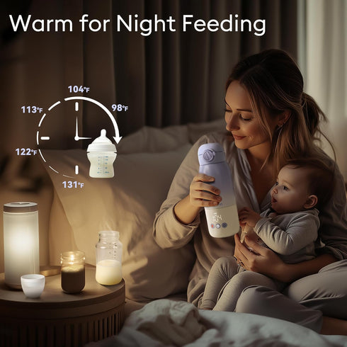 5 MOMFANN Portable Bottle Warmer for Travel, Dual Heating Modes Baby Milk Warmer On The Go for Breastmilk, Water