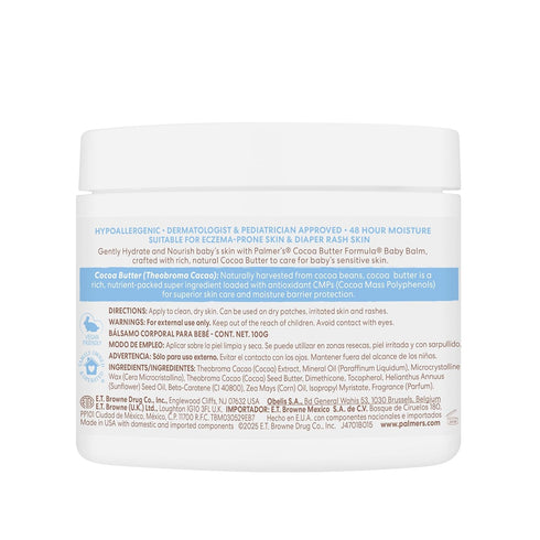 3.5 Oz, 48Hr Palmer's Baby Balm, Cocoa Butter Formula Hydrating Baby Cream, Nourishing Dry Skin, Eczema, Cradle Cap