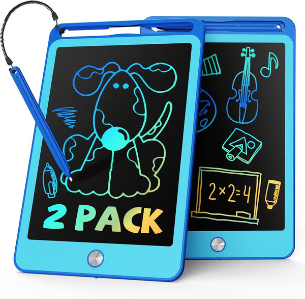 TEKFUN 2 Pack LCD Writing Tablet for Kids, 8.5 Inch Blue Doodle Board Reusable Drawing Tablet with Lanyard