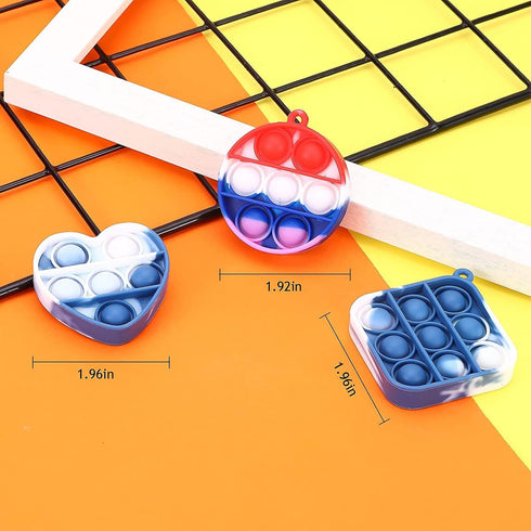 12 pcs Random Color Mini Squeeze Pop Bubble Fidget Sensory Toys, Mini Keychain Small Relieve Anxiety Stress Toy