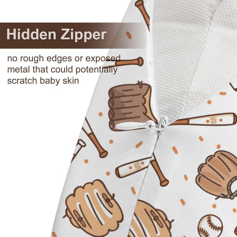 KuphiL10C Baseball Sports Theme Pattern Nursing Pillow Cover, Unisex Removable Breastfeeding Pillowcase Slipcover