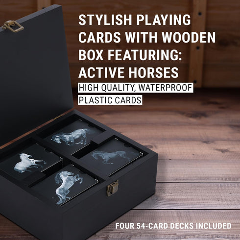 Horses Playing Cards with Organizer Box, Waterproof Stylish Deck for Collectors and Game Enthusiasts