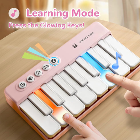 1-3, 2 4 5 6 iPlay, iLearn Kids Mini Piano Toy W/Rainbow Lights, Toddler Pocket Travel Piano Keyboard for Portable
