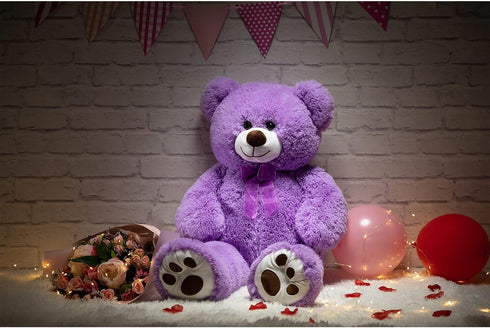 HollyHOME Teddy Bear Stuffed Animal Plush Giant 36 inch Purple Teddy Bears with Footprints