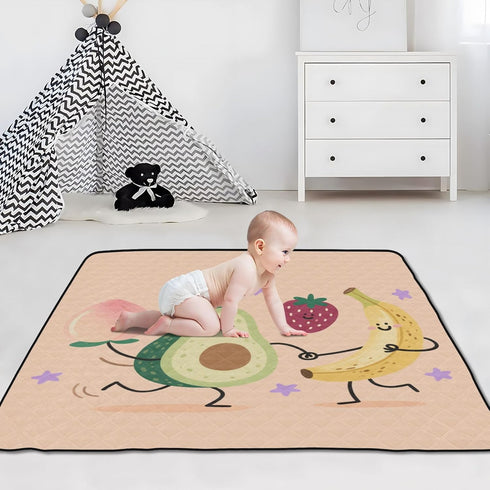 tplaotee 50'' 50''alfombras Fruit Food Dance Funny Soft Padded Baby Care Play mat for Floor Non-Toxic Foldable Playroom