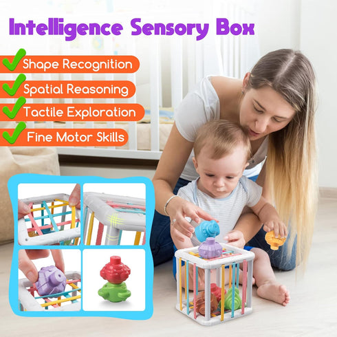 6-18 4 1 1 2 3 Wuzhineisn Montessori Baby Toys for Ages Months - Pull String Teether, Stacking Blocks, Sensory Shapes