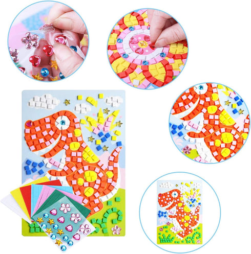 CCINEE 6 PCS Mosaic Sticker Art Puzzle DIY Handmade Painting for Kids Educational Toys