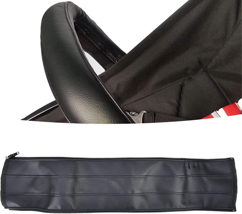 Fdit PU Baby Stroller Handle Cover, Removable Zipper Protector Sleeve for Armrest, Black
