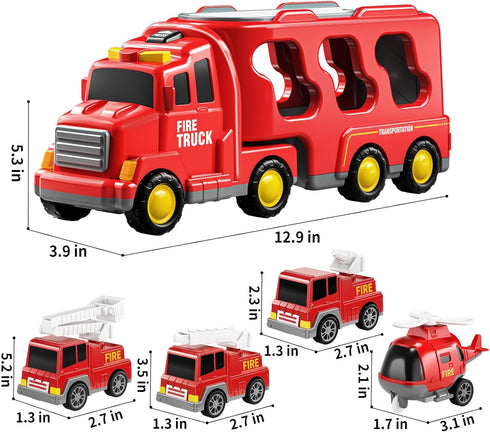 3-5 3 4 5 6 7, Set, 4-6 TEMI Fire Trucks Boy Toys for Toddlers Year Old - Firetruck Toys for Kids Transport Vehicle